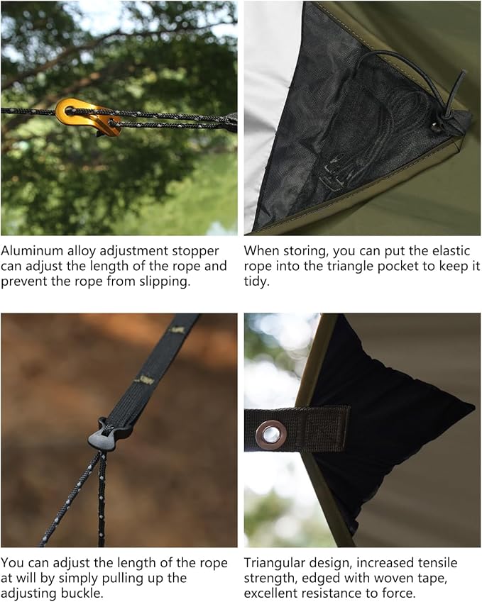 Ultralight Tarp 14ft Hammock Rain Fly Lightweight Waterproof Camping Tent Tarp with Doors Bushcraft Tarp Shelter for Backpacking Hiking Camping