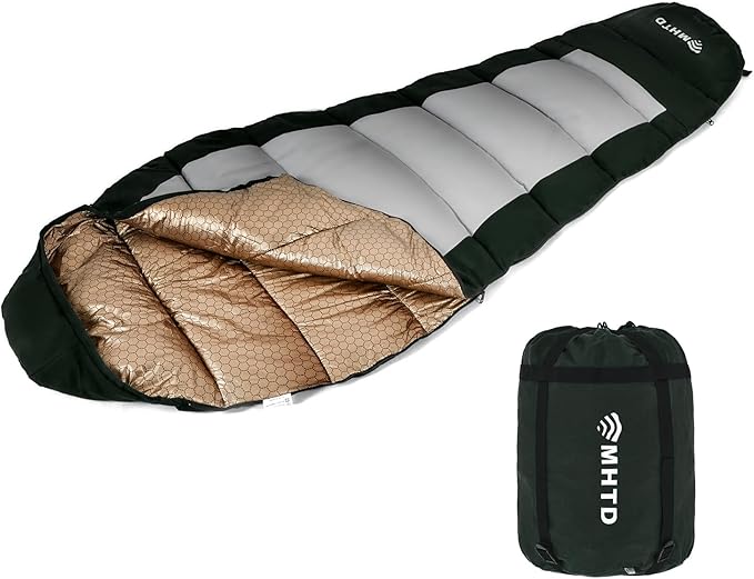 Winter Cold Weather Sleeping Bag for Adults 0 DegreeCotton Canvas with YKK Zipper Compact Backpacking Mummy Camping Sleeping Bag