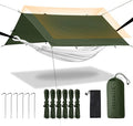 Camping Tarp Tent Portable Multifunctional Bushcraft Backpacking Tear-Resistant Fabric Rain Fly Tarps Awning Shelter Lightweight Waterproof Tarp(10×10 tarp)