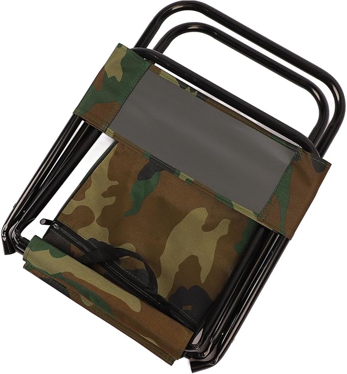 EVTSCAN Camping Chair Steel Pipe Oxford Cloth Portable Folding Chair Stool with Bag for Fishing Picnic Beach Camouflage