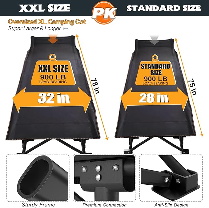 MOPHOTO Oversized Folding Camping Cot for Adults 78 x 32 XXL Heavy Duty Sleeping Cots for Adults Portable Sleeping Bed Outdoor Camp Cot with Mattress for Home Camp Office Nap