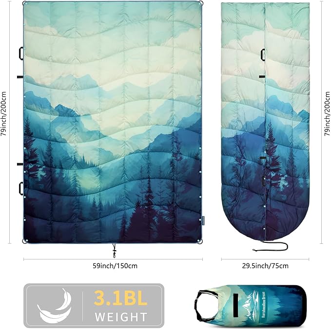 Camping Blanket Puffy Blankets Lightweight Windproof Resistant for OutdoorsHiking BackpackingCarPicnicStadium