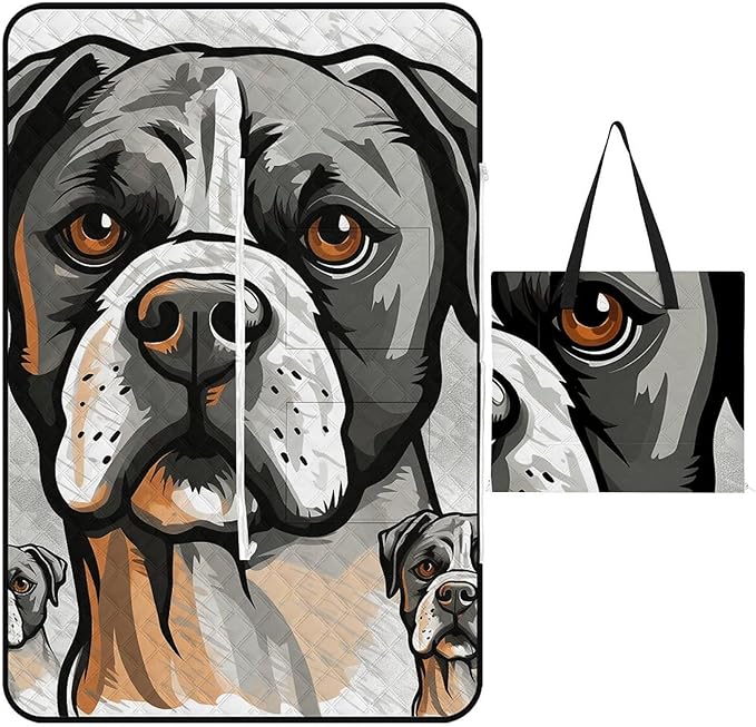 Zipper American Bulldog Head Style Picnic Mat Suitable for Travel Camping Park Or Home Use