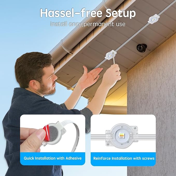 200Ft Permanent Outdoor Lights for House Waterproof IP67 LED Eave Lights with App/Remote Control Outdoor Permanent led Lighting for House Roof DecorChristmasPartyAll Holiday and Daily