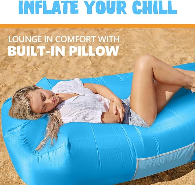 AlphaBeing Inflatable Lounger Beach Chair Accessories Air Sofa Hammock Inflatable Couch for Camping Backyard Lakeside with Compression Sacks Ideal Outdoor Gifts for Adults