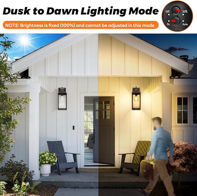 13.6 Motion Sensor Outdoor Wall Sconce Lantern Exterior Waterproof Wall Lights Fixture with Water-Rippled Glass Bronze Outside Mount Lighting for House Porch Garage Patio Bulbs Not Included