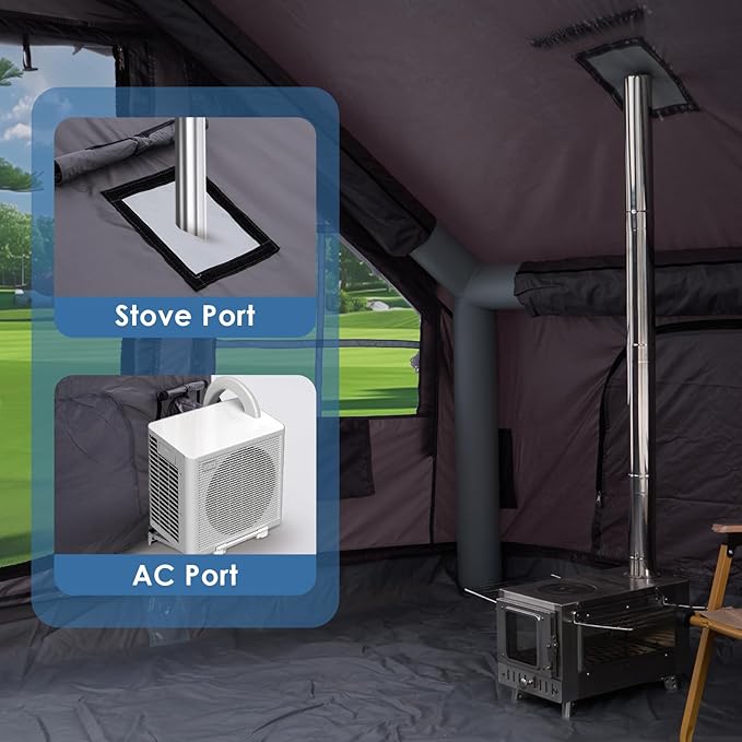 Inflatable Camping Tent with Electric Air Pump - 420D Heavy Duty Oxford - 5 Min Auto-Inflation - Panoramic Stargazing Skylight - 4 Season Luxury Glamping Cabin 4-10 Person Multiple Sizes