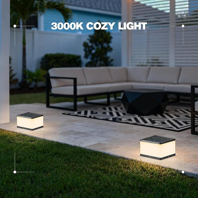 Outdoor Solar Post Lights 9.84 Waterproof Lamp Posts Outdoor Lighting 3000K Dusk to Dawn Column Lights Square LED Solar Pillar Entrance Light with E26 Bulb for Patio Driveway Garden Yard