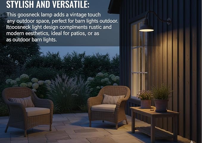 AGB101-10-AS8 Bronze - Standard Barn Light with Gooseneck Arm | Outdoor LED Lights Classic Floodlight Design for Barn Lights Outdoor Durable Metal Construction Energy-Efficient