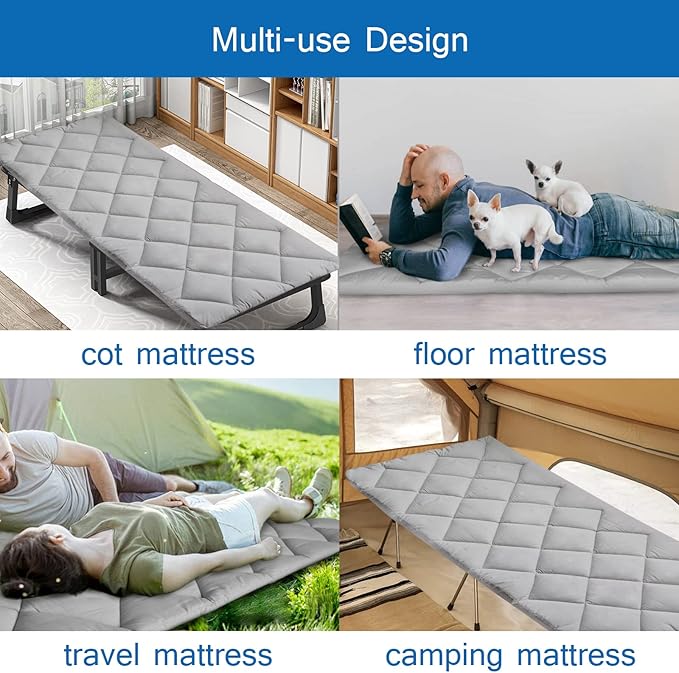 Cot Mattress Pad (Improved Thickness) Quilted Cot Pads for Camping Sleeping Mattress Topper 30 X 75 for Camp/Rv Bunk/Narrow Twin Beds