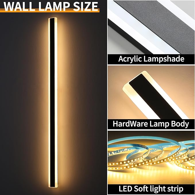 Mikeru 2Pack 71inch Long LED Wall Light Fixtures 3000K Modern Outdoor Lights Exterior for House Ip65 Waterproof Rust Outdoor Light Fixtures Hardwire Wall Mount Exterior Lighting for ShopGarage