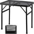 Camping Table with Mesh Desktop Lightweight &amp Portable Small Folding Grill Table Height Adjustable Metal Outdoor Table for Camp Cooking BBQ RV Picnic-2 FT Black