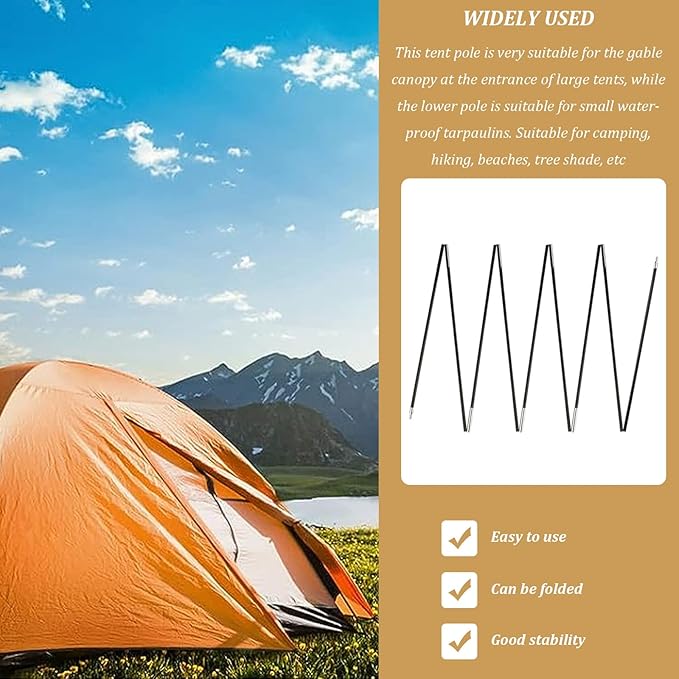 Tent Poles Awning Poles Replacement Tent Poles Replacement 8mm 12.8ft Length Adjustable Fiberglass Tarp Poles 18 Sections Supporting Awning Rods for Camping Backpacking