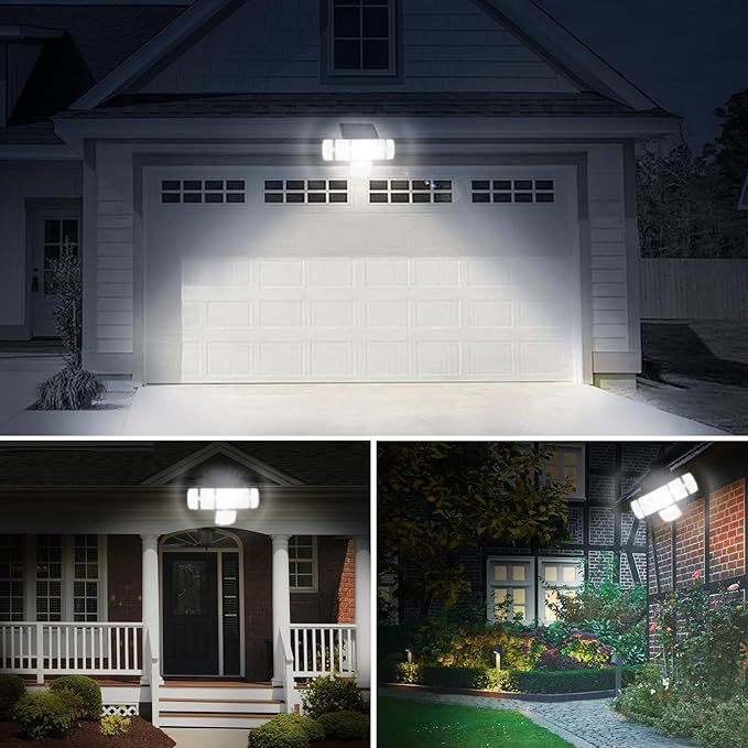 6 Adjustable Heads Solar Lights Outdoor Waterproof Motion Sensor Outdoor Lights Super Bright 3 Modes 2400mAh 360° Illumination Security Flood Light for Patio Yard Garden-2 Pack