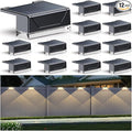 Solar Fence Lights Outdoor - 3000/4000/6000K 3 Mode IP65 Waterproof Fence Lights Solar Powered Dusk to Dawn Solar Light for Outside Backyard/Step/Patio/Deck/Stair Railings and Wall (12 pack)