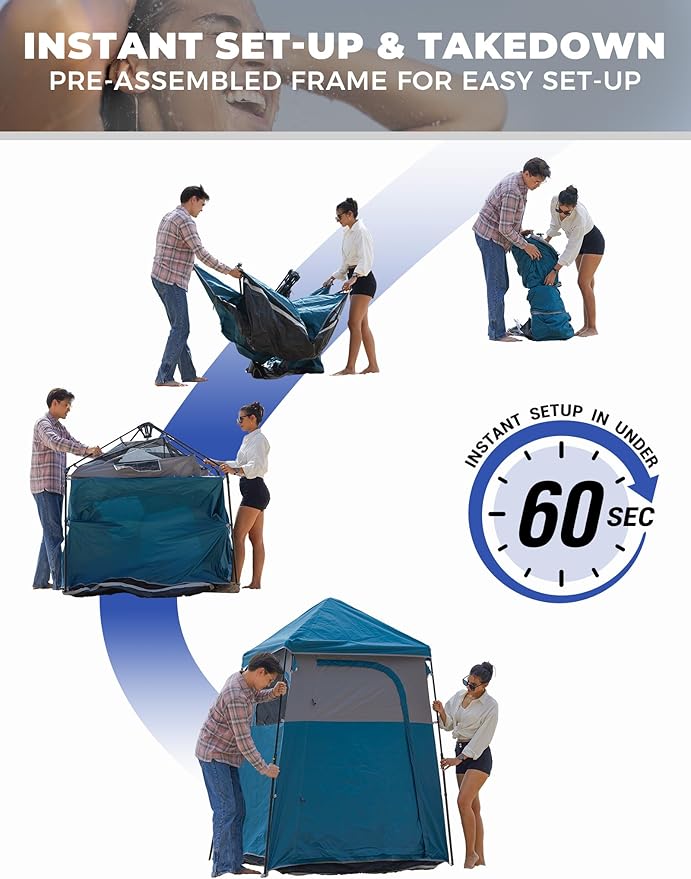 KingCamp Instant Shower Tent Portable Superior Stable Privacy Shelter Large Room Outdoor Toilet Tent with Floor for Beach Camping &amp Hiking Setup in Under 60s