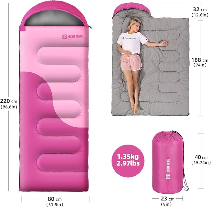 Sleeping Bags for Adults&ampKidsLightweight Waterproof Warm Weather Sleeping BagCompact Portable Sleeping Bag for CampingEssentials Gear for Camping Hiking Outdoor Travel
