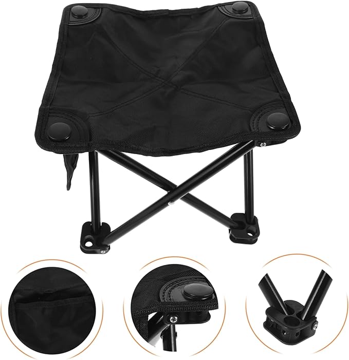 Veemoon Outdoor Folding Stool Portable Fishing Chair Side Pocket Lightweight Camping Stool for Hiking Travel and Picnics Ergonomic Design for Comfort and Stability