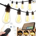 addlon 54FT Solar String Lights Outdoor Waterproof with USB Charging &amp Remote Control - Dimmable Solar Power Patio Lights with 26 LED Bulbs for Porch Garden Yard Market Bistro - Lasts 20+ Hrs