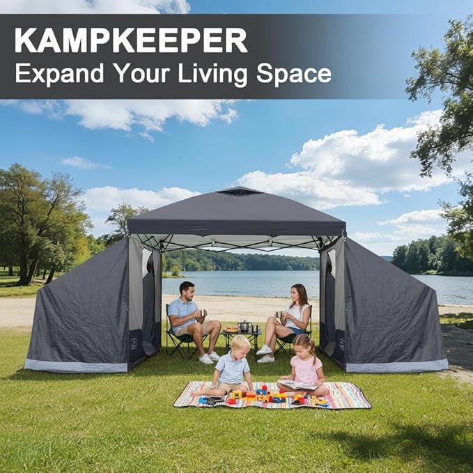 KAMPKEEPER 2 Person Canopy Side Tent Camping Tent for 10x10 Canopies Easy Up Cube Tents Gazebo Room with Mesh Window for Camping Storage Events(Canopy Not Included)