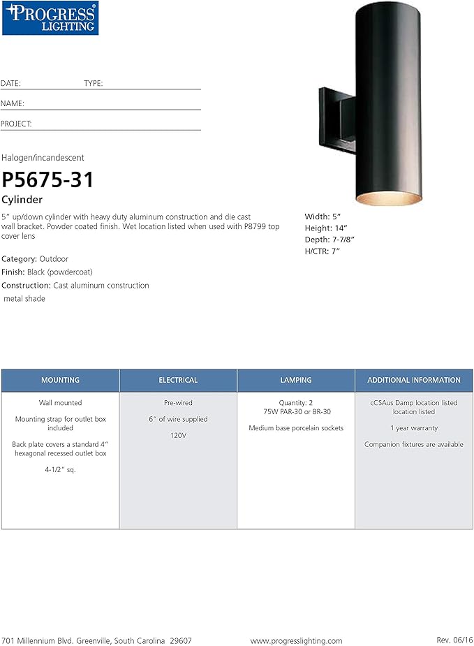 Cylinder Collection 5 Modern Outdoor Up/Down Wall Lantern Light Black