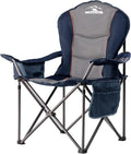Camping Chairs Oversized Padded Folding Camping Chair with Lumbar Back Heavy Duty 500 lb Support Collapsible Chair with Cooler Bag Cup Holder for Outdoor Garden Beach Fishing 1 Pack Gry