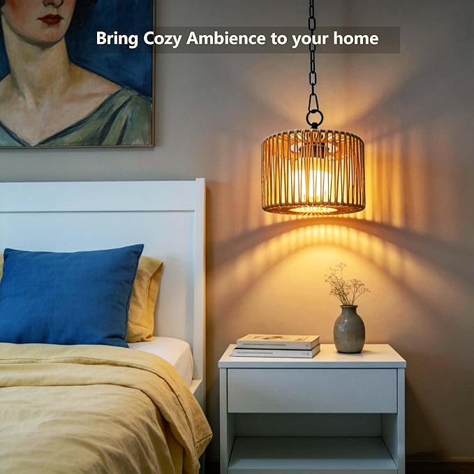 Battery Operated Chandelier Rechargeable Outdoor Pendant Light Cordless with RGB LED Bulb Boho Hanging Lights with Remote for Gazebo Porch Patio Pergola Indoor DecorSet of 2