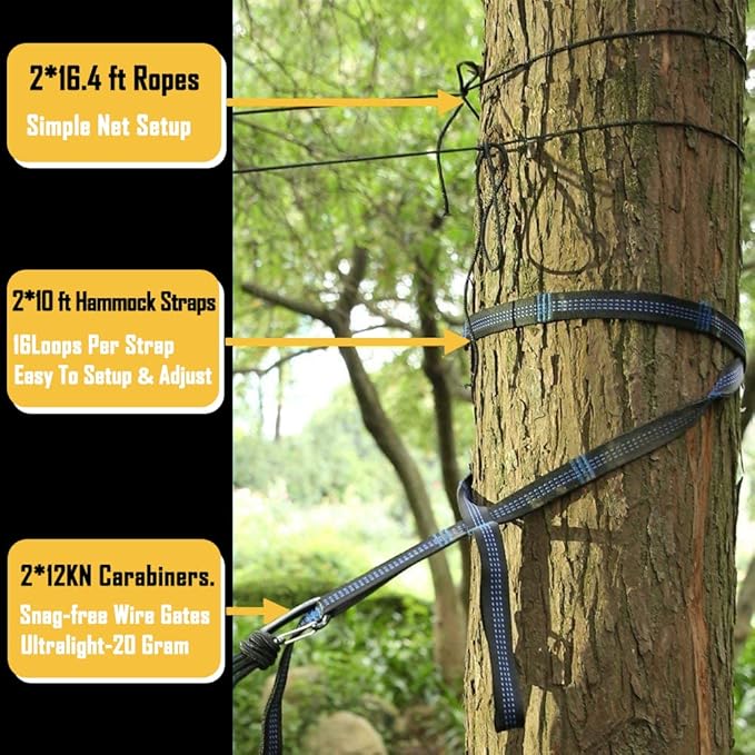 Sunyear Camping Hammock Portable Single &amp Double Hammock with Net 2 Person Hammock Tent with 2 * 10ft Straps Best for Outdoor Hiking Survival Travel