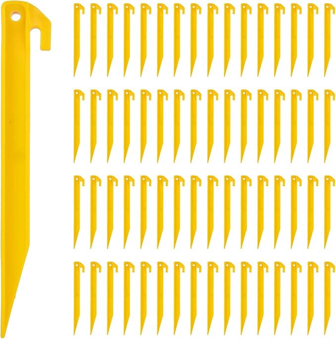 80 Pcs Plastic Tent Stakes - 9 Inch Tent Stakes Heavy Duty Tent Pegs Canopy Stakes Spike Hook Plastic Stakes Awning Camping Pegs for Camping Outdoor Sand Beach Garden Lawn Stake