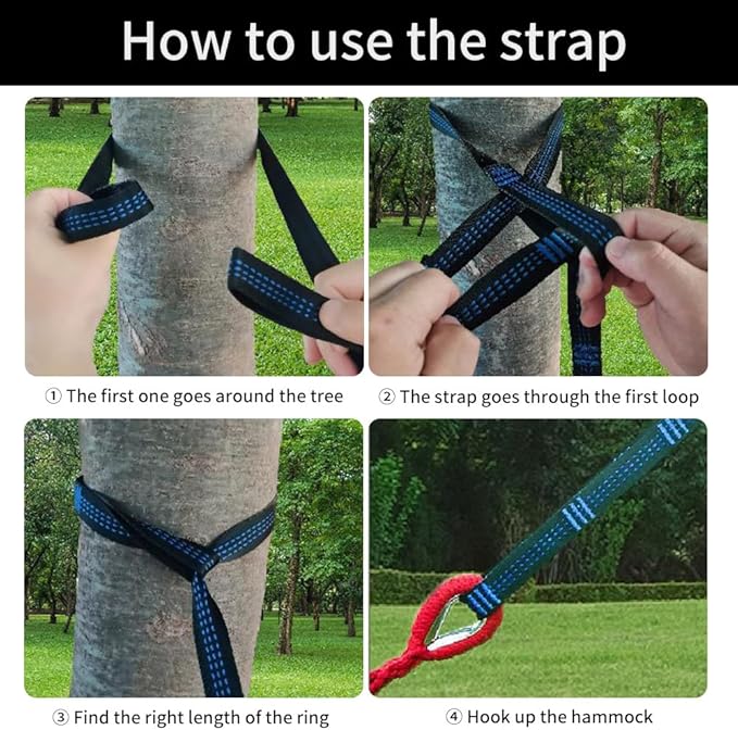 Durable Hammocks 660 Lbs Capacity Camping Essentials Hiking Gear Accessories Max 2 X Tree Straps &amp Carabiners &amp Duckbilled Buckle &amp Thicker Rope &amp Portable Carrying Bag Included (Blue