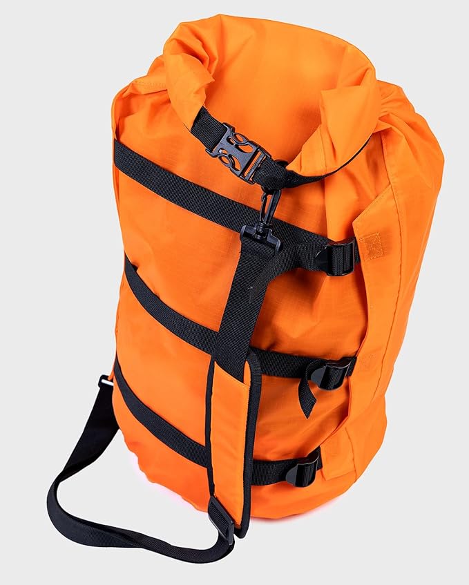 Dryrobe Travel Compression Bag - Large Compact Waterproof Bag for Travel &amp Sports Storage - Wet Bags for Swimming/Surfing/OCR - Stuff Sack for Wet Clothes with Roll Up Closure - 33 L - Orange