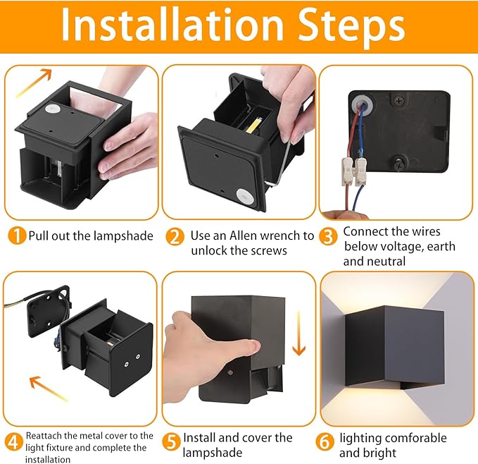 2 Pack LED Outdoor Wall Sconces Exterior/InteriorModern Square Aluminum Wall Light Fixture SetVariable Beam IP65 Waterproof Lights 12W Warm Light 3000K Up and Down Wall Lighting Fixtures.