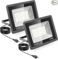 LED Flood Light 11000LM Super Bright 6500K Daylight Outdoor Security Light with Plug IP66 Waterproof for Yard Garden Court &amp Arena (100W-2Pack)
