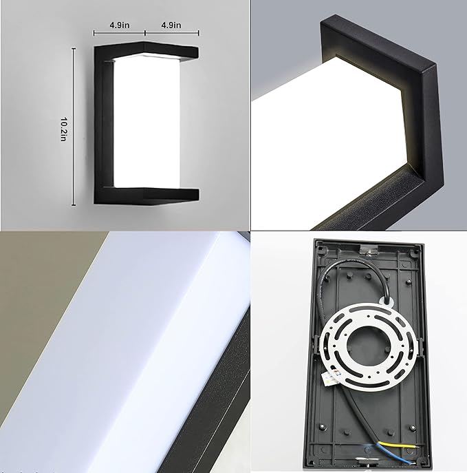 Modern Outdoor Wall Lights18W LED Sconce Light Fixtures Wall Mounted LampsAluminum Matte Black House LightIP65 Waterproof for Courtyard Garage Terrace Porch Stairs (Black 2pack 6000K)