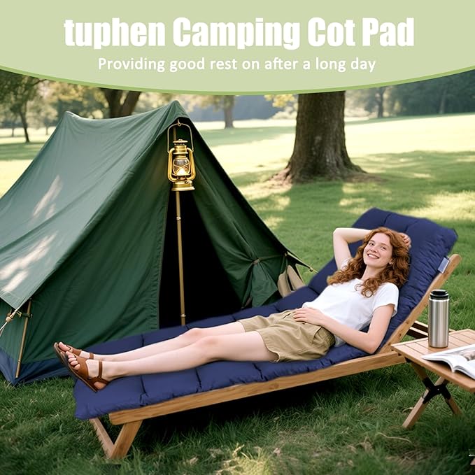 Tuphen Cot Mattress Pad-Cot Pads for Camping Cot Mattress Topper Camping Mattress Sleeping Pad 75x30 Soft Lightweight Quilted Pads for Camp Cot/RV Bunk/Narrow Twin Beds