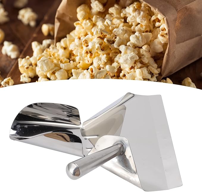French Fries Shovel Rustproof Stainless Steel Food Scooper Popcorn French Fry Bagger Multipurpose Speed Scoop for Cinemas Buffets Carnivals Commercial Use