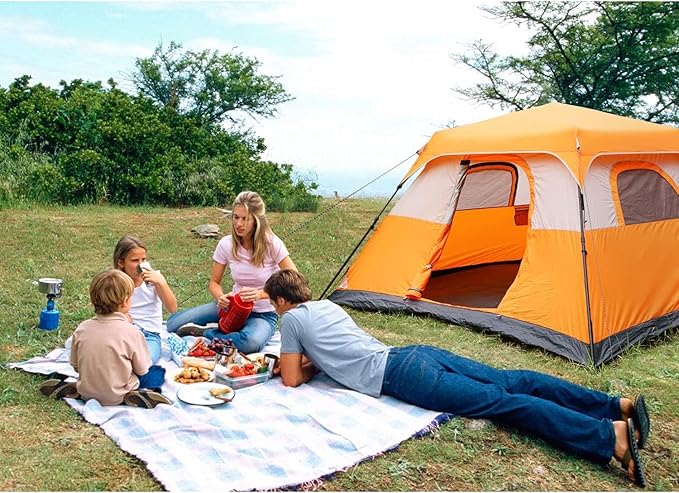 6 Person Tent Tents for Camping6 Person 60 Seconds Set Up Camping Tent Waterproof Pop Up Tent with Top Rainfly Instant Cabin Tent Advanced Venting Design Provide Gate Mat