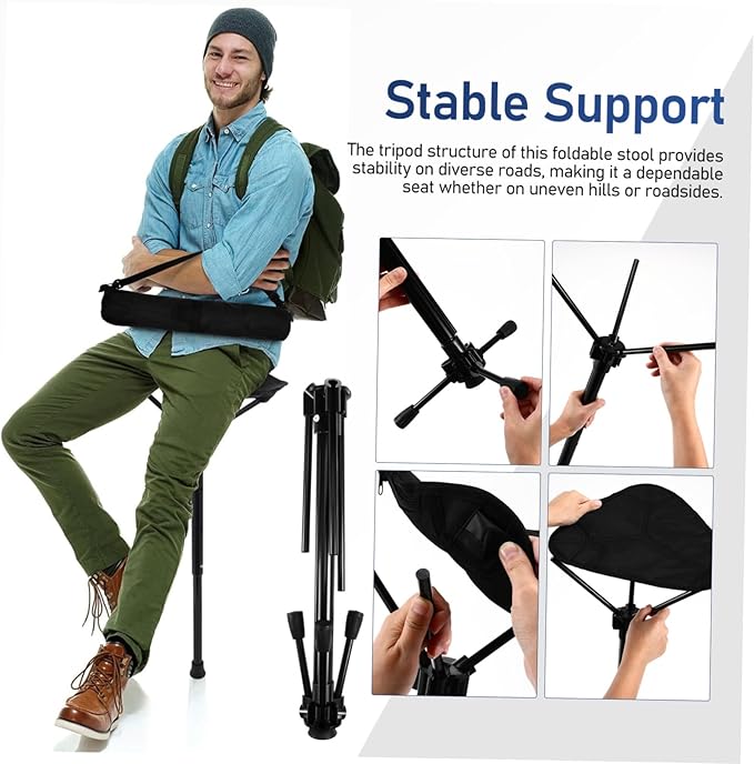VICASKY Outdoor Stool Portable Height Adjustable Folding Chair for Camping Hiking Fishing