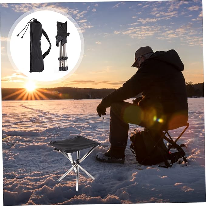 Kisangel 1pc Folding Chair Portable Outdoor Fishing Stool Stainless Steel Camping Seat for Hiking Activities Compact and Lightweight Design