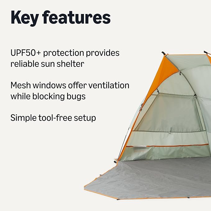 Amazon Basics Camping Sun Shelters Screened Tent with Mesh Windows UPF50+ Protection Gray and Orange 7 x 4 x 4 feet (LxWxH)