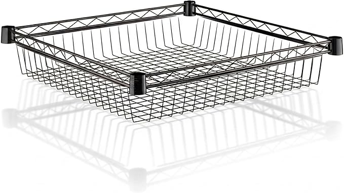 24 x 24 Black Shelf Basket NSF Wire Storage Basket for Commercial Shelving