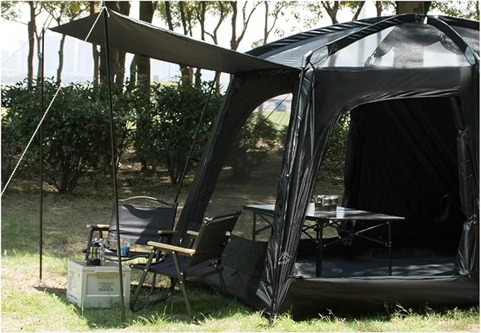 Three-Season Tent 8-12 Person Outdoor Camping Family Tent Double Layers Oversize 2 Rooms Thickened Rainproof Canopy Family Camp Tour Equipment