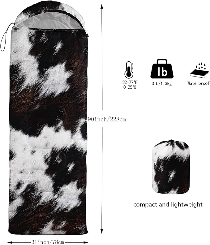 Sleeping Bags for Adults and Kids3D Printing Camping Sleeping Bag for Girls Boys Lightweight Waterproof Cold/Warm 3-SeasonOutdoor Travel with Compression Bags