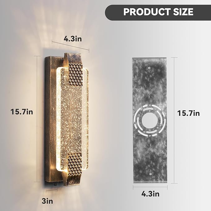 camuucci Dusk to Dawn Outdoor Light15.7 Inches LED Porch Lights Outdoor Waterproof Modern Outside Sconce Wall Mount for Doorway Hallway Porch Patio Yard Doorway Bronze