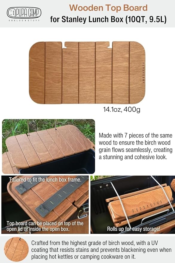 Wooden Table Compatible with Stanley Lunch Box 10qt
