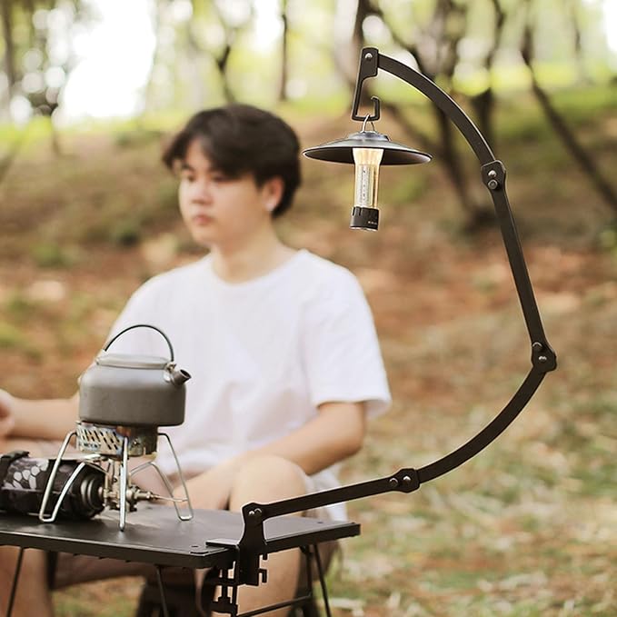 Folding Lamp Stand Outdoor Table Lamp Hanger Rack Portable Desktop Camping Light Stand for Outdoor Camping Hiking