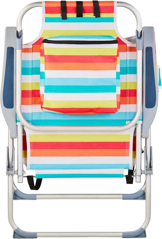 Lightweight Folding Beach Chair with Adjustable Back Cup Holder &amp Storage Pouch for Outdoor Activities