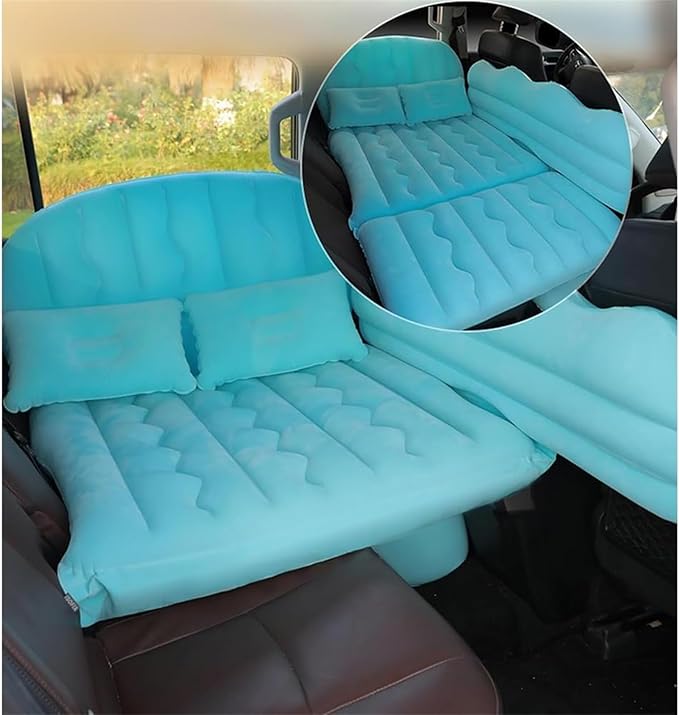 Xa50 Car Inflatable Mattress SUV Back Seat Camping Bed Thickened Flocked PVC Inflatable Bed 650-pound Car Mattress Car Accessories for Camping Travel (Black)