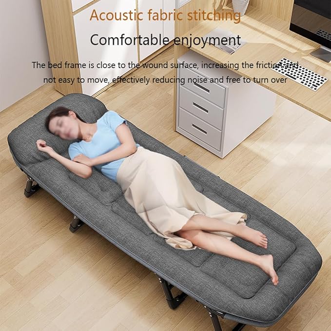 Adult Camping Bed6-Speed Adjustable Portable Sleeping Bed with Headrest Free InstallationSuitable for Outdoor Camping and Indoor Lunch Breaks (75x26in)