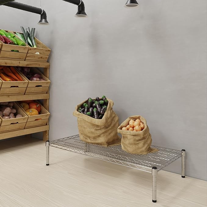 21''W x 42''L x 8''H Chrome Plated Wire Dunnage Rack | Off The Floor Storage